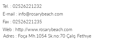 Rosary Beach Hotel telefon numaralar, faks, e-mail, posta adresi ve iletiim bilgileri